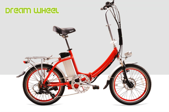 China Red Citizen Lightweight Electric Folding Bike 20 Inch 36V 250W V Brake supplier